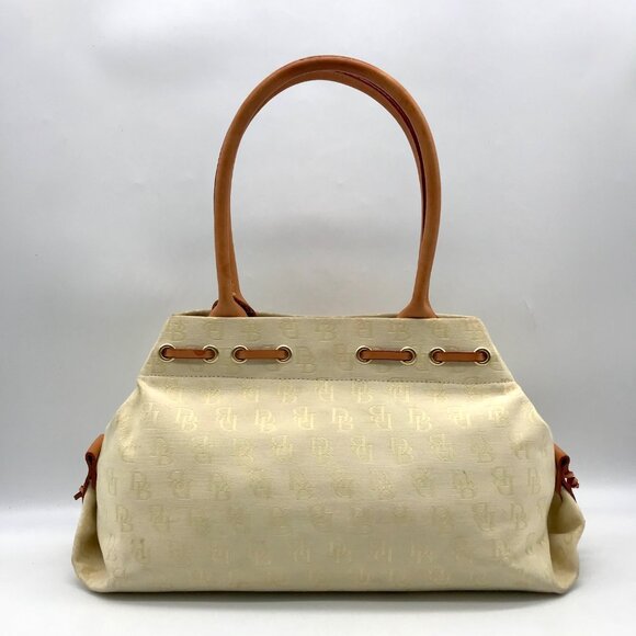 Dooney & Bourke Yellow Canvas Logo Tassel Duffle Bag - Picture 2 of 11